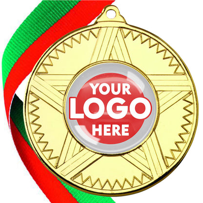 50mm Striped Star Design Medals on Ribbons