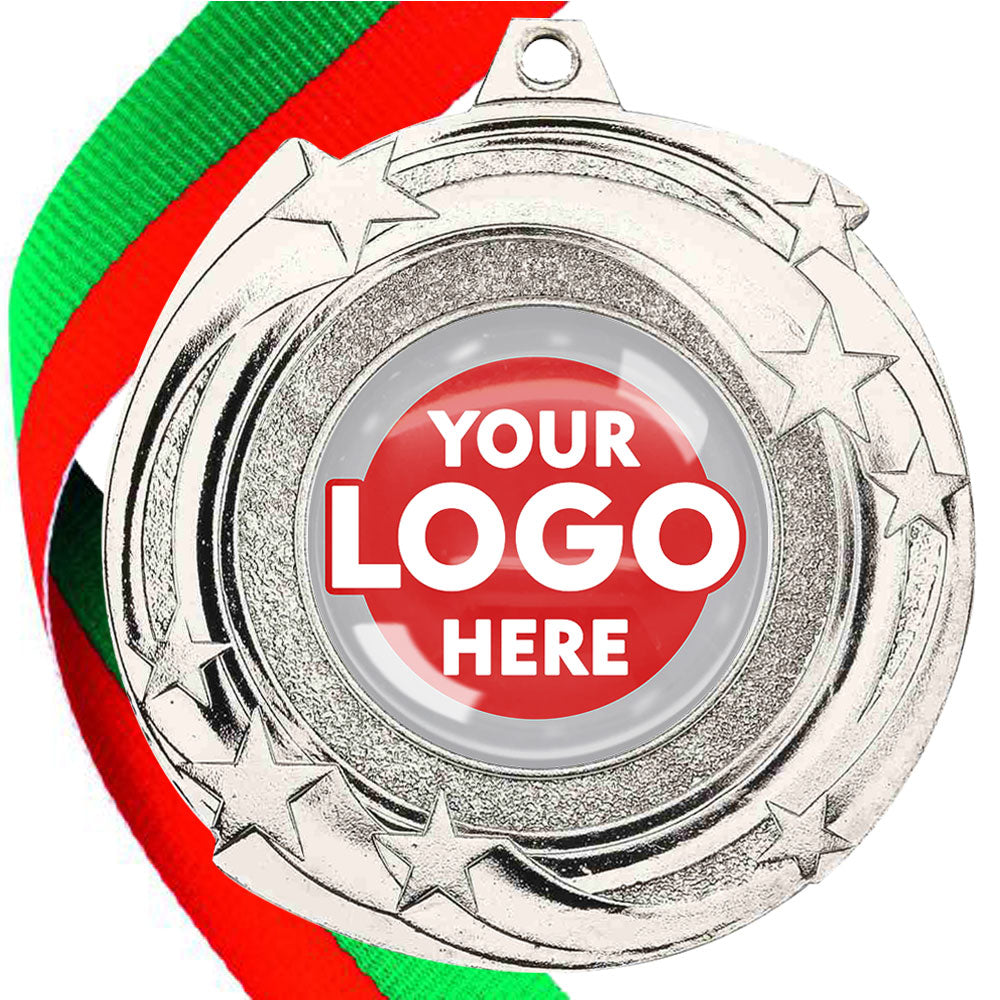 The Glossy Gel 50mm Orbital Medal on a Ribbon