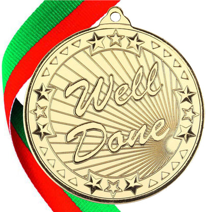 50mm Well Done Embossed Medal on a Ribbon