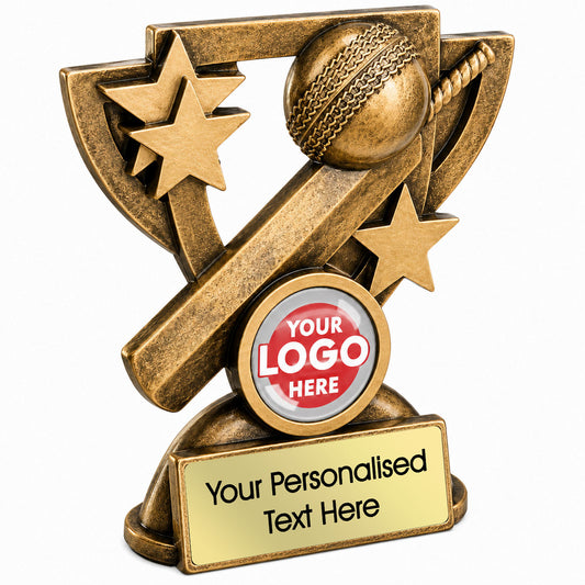 Personalised Cricket Bat, Ball and Stars Trophy