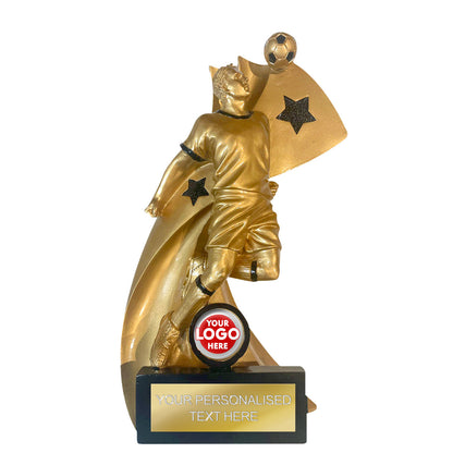IO - Gold Football Header Trophy (RF977A) BW Trophies