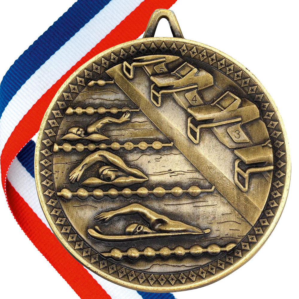Swimming Antique 60mm Medal