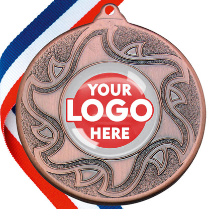 The Glossy Domed 50mm Sunshine Design Medals on Ribbons MINIMUM ORDER 100