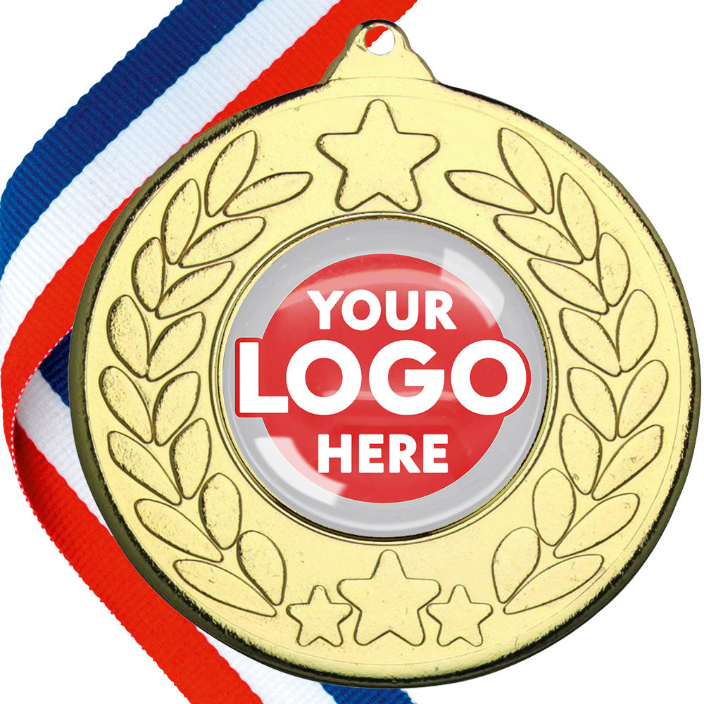 The Glossy 50mm Classic Star Medal on a Ribbon MINIMUM ORDER 100