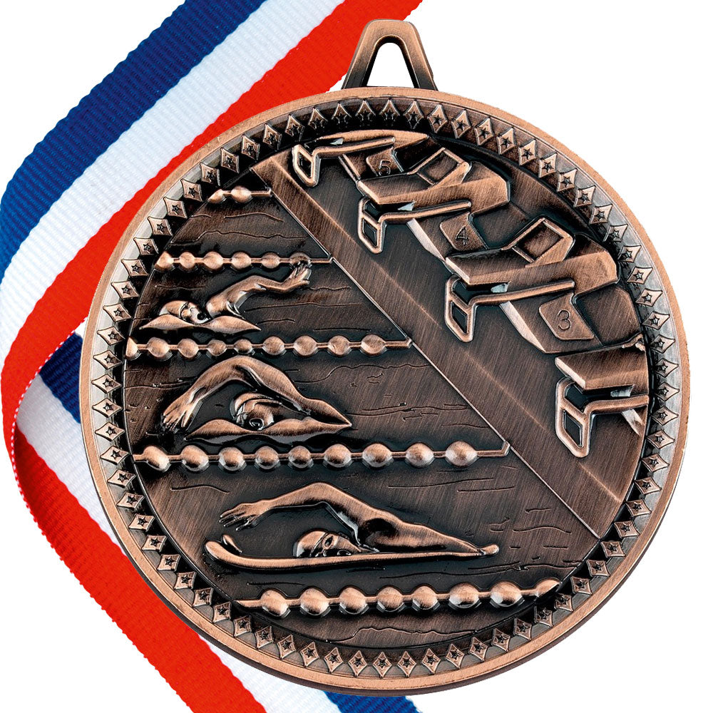 Swimming Antique 60mm Medal
