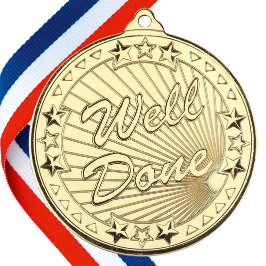 50mm Well Done Embossed Medal on a Ribbon