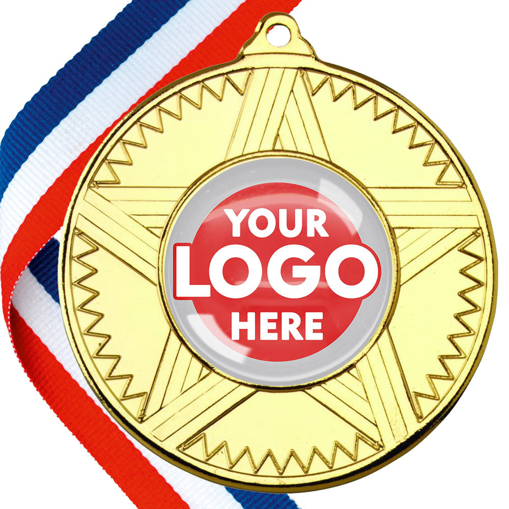 50mm Striped Star Design Medals on Ribbons