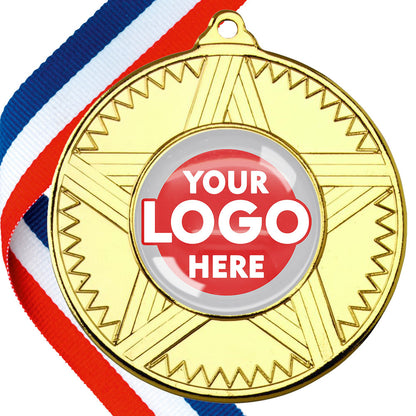 50mm Striped Star Design Medals on Ribbons