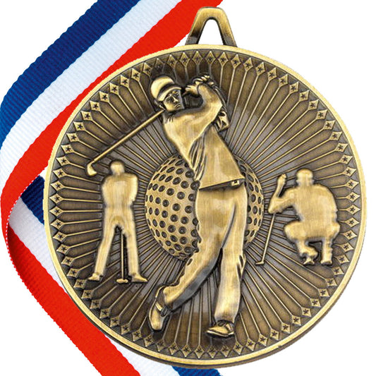 Golf Antique Style 60mm Medal
