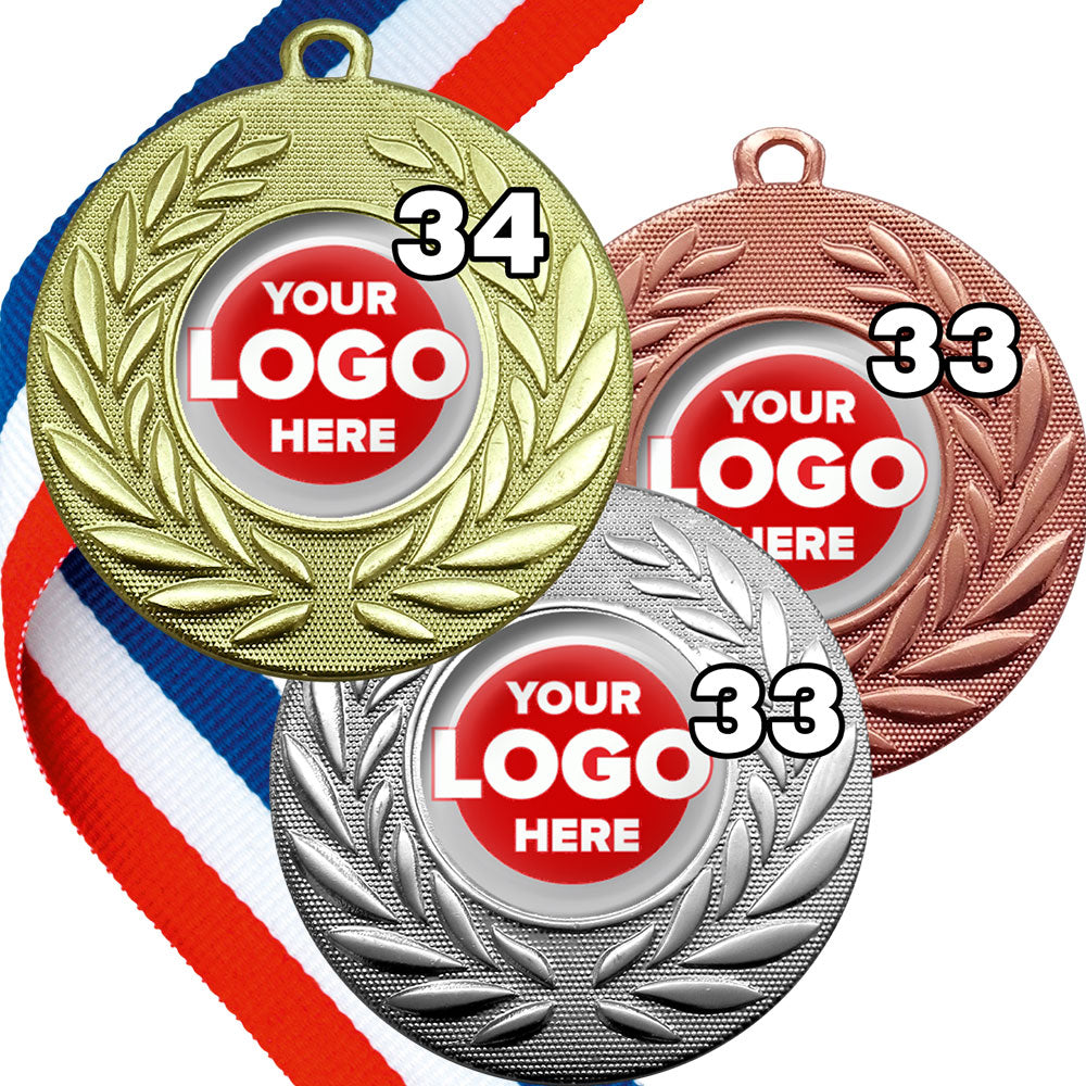 Classic Wreath Medals Domed - MINIMUM ORDER 100