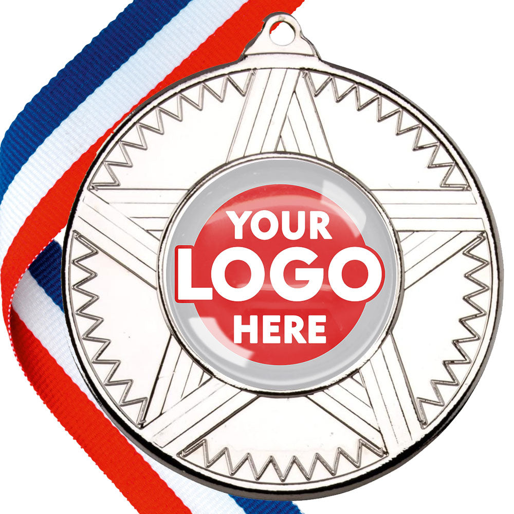50mm Striped Star Design Medals on Ribbons