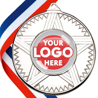 50mm Striped Star Design Medals on Ribbons