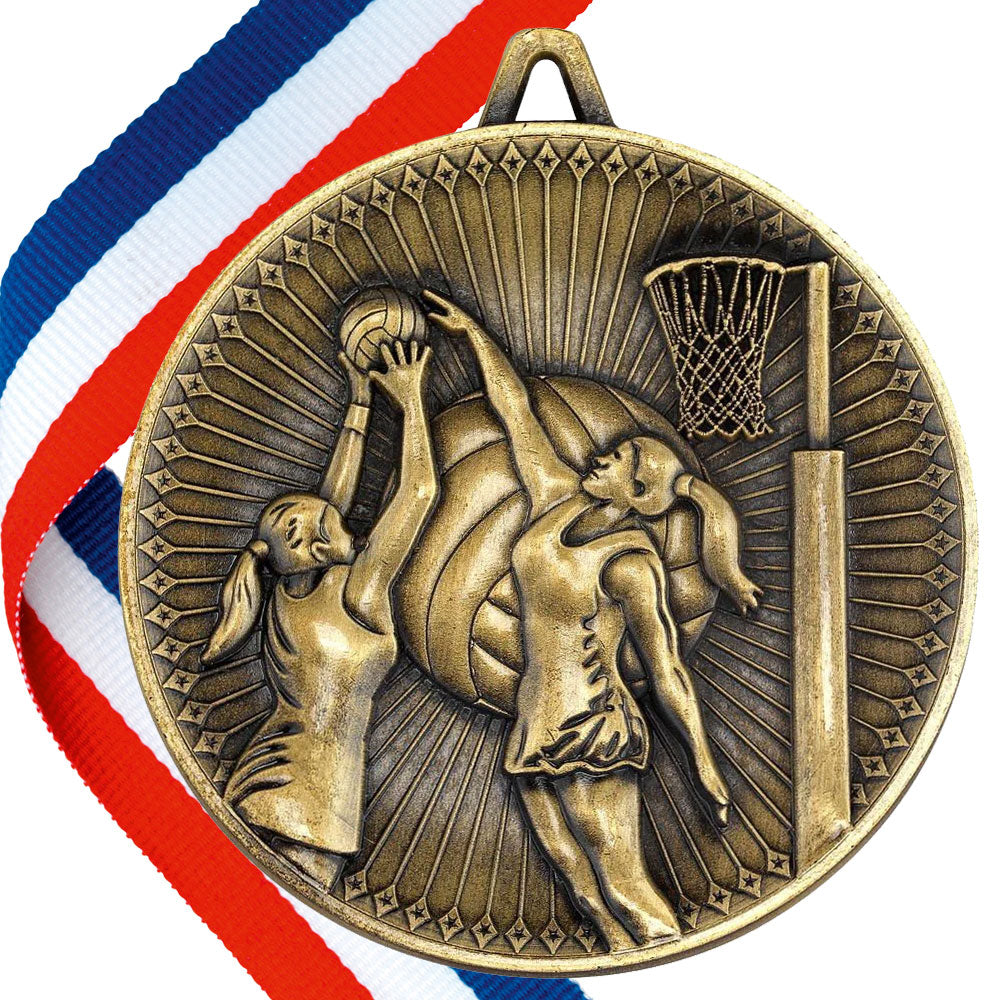Netball Antique 60mm Medal