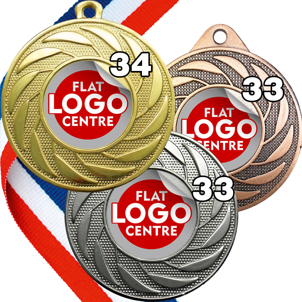 Spinner Design Medal flat centre - MINIMUM ORDER 100