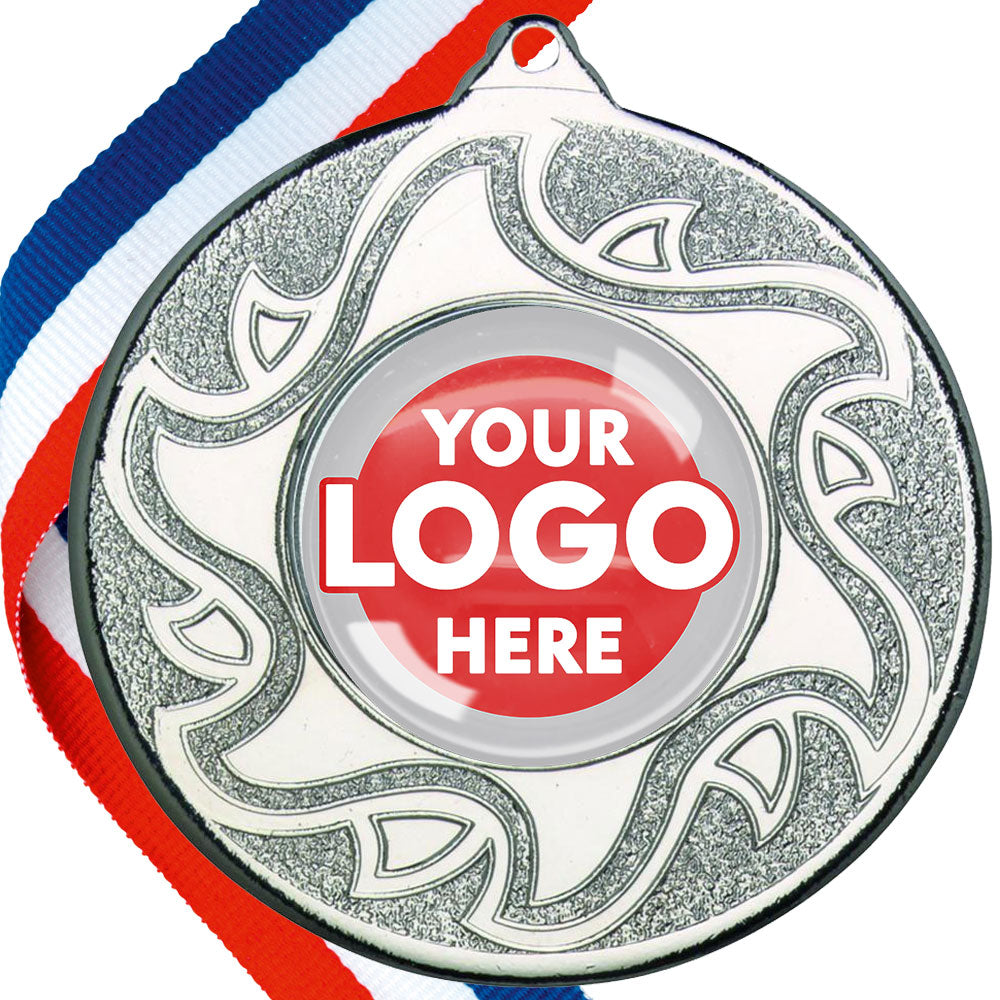 The Glossy Domed 50mm Sunshine Design Medals on Ribbons MINIMUM ORDER 100