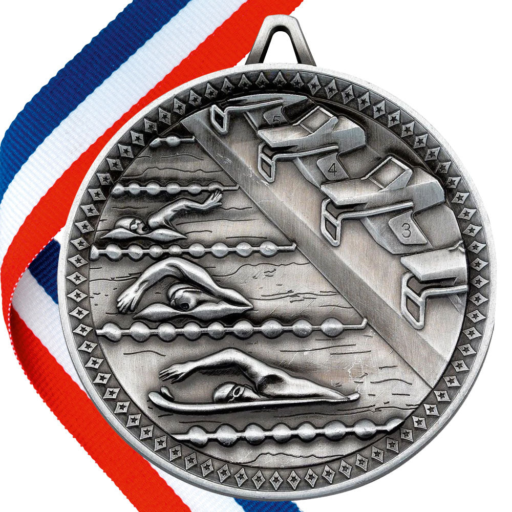 Swimming Antique 60mm Medal