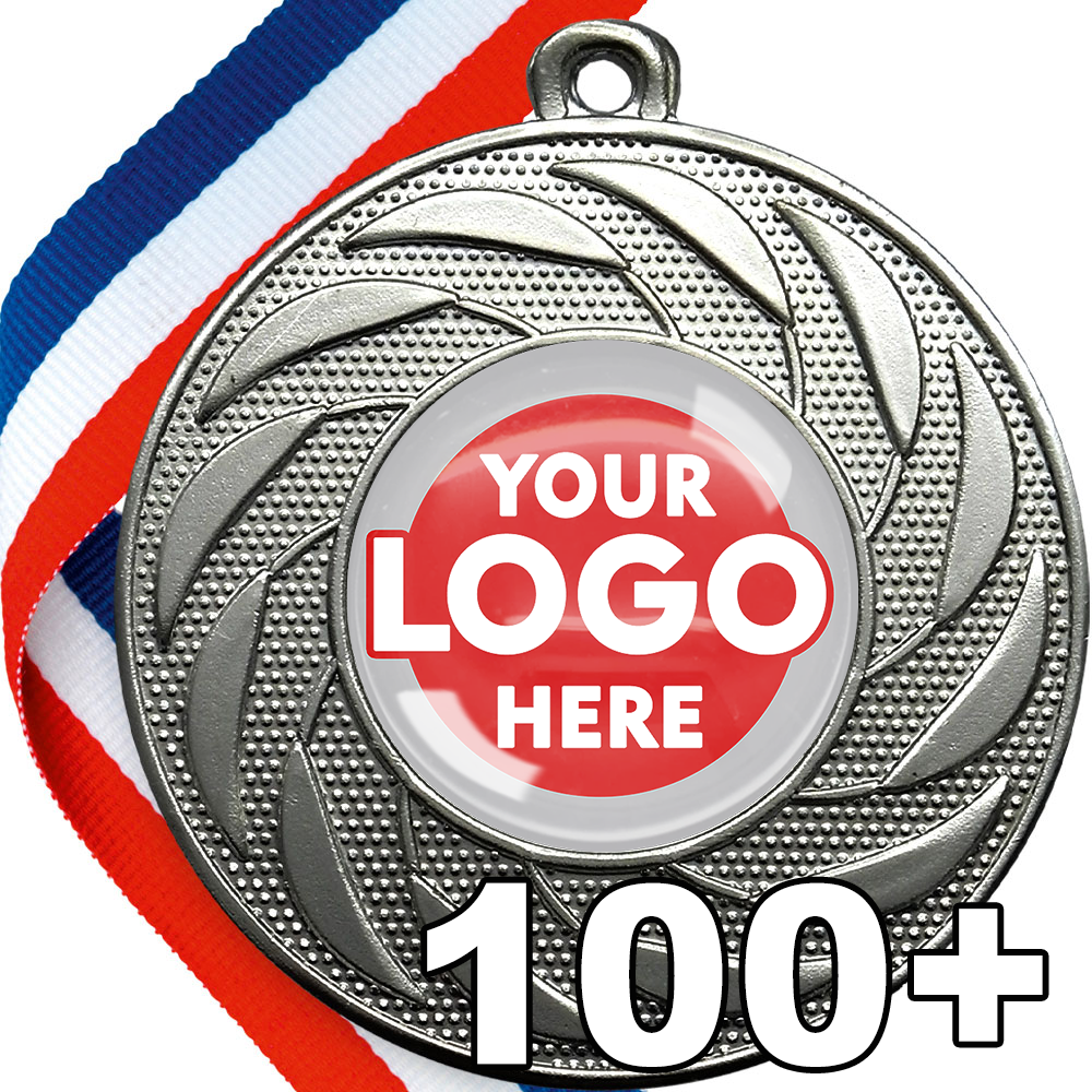 Spinner Design Medal with Logo Sticker + Gel Dome - MINIMUM ORDER 100