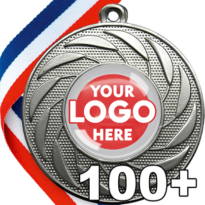 Spinner Design Medal with Logo Sticker + Gel Dome - MINIMUM ORDER 100