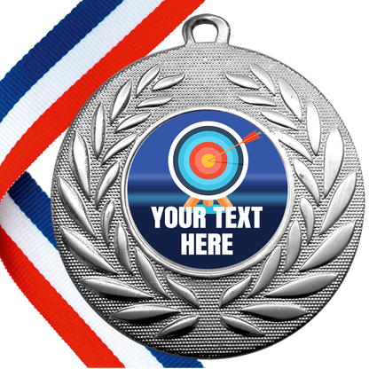 Set of Personalised Archery Wreath Medals On Ribbons BW Trophies
