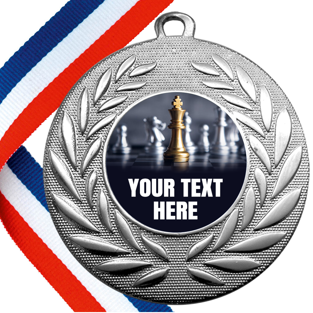 Set of Personalised Chess Wreath Medals On Ribbons