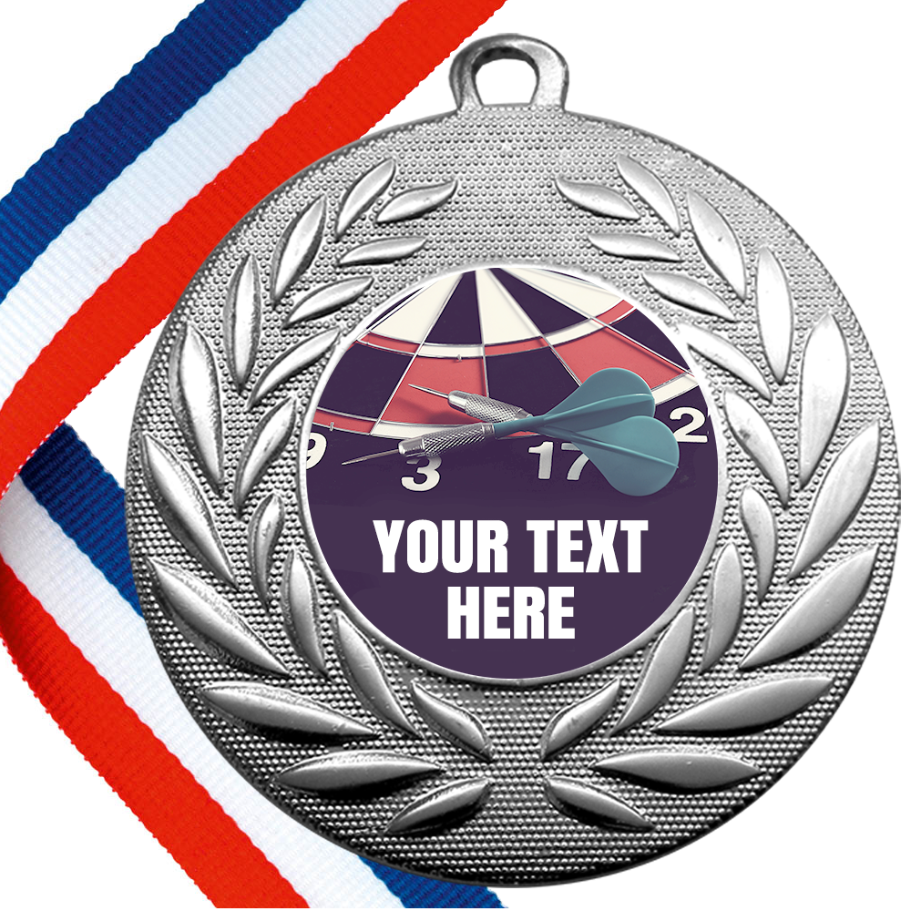 Set of Personalised Darts Wreath Medals On Ribbons