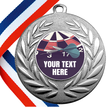 Set of Personalised Darts Wreath Medals On Ribbons