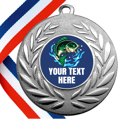 Set of Personalised Fishing Wreath Medals On Ribbons