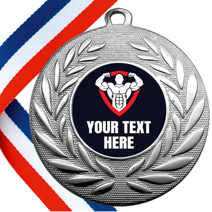 Set of Personalised Gym Wreath Medals On Ribbons BW Trophies