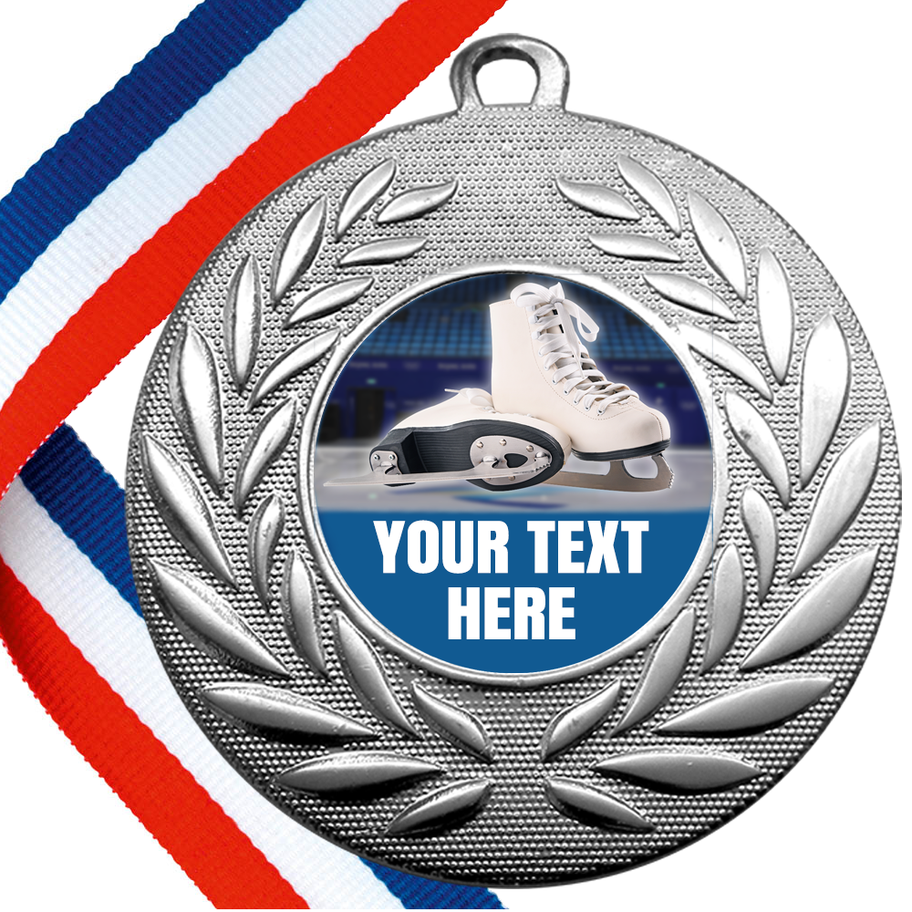 Set of Personalised Ice Skating Wreath Medals On Ribbons