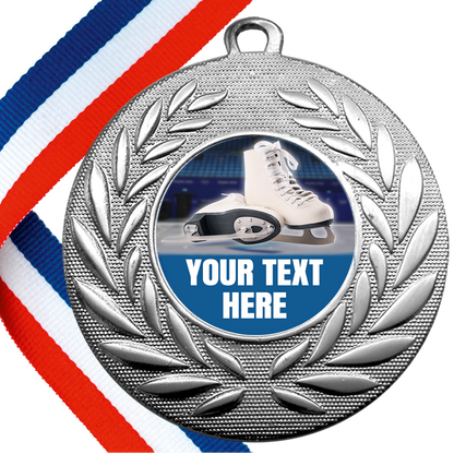 Set of Personalised Ice Skating Wreath Medals On Ribbons