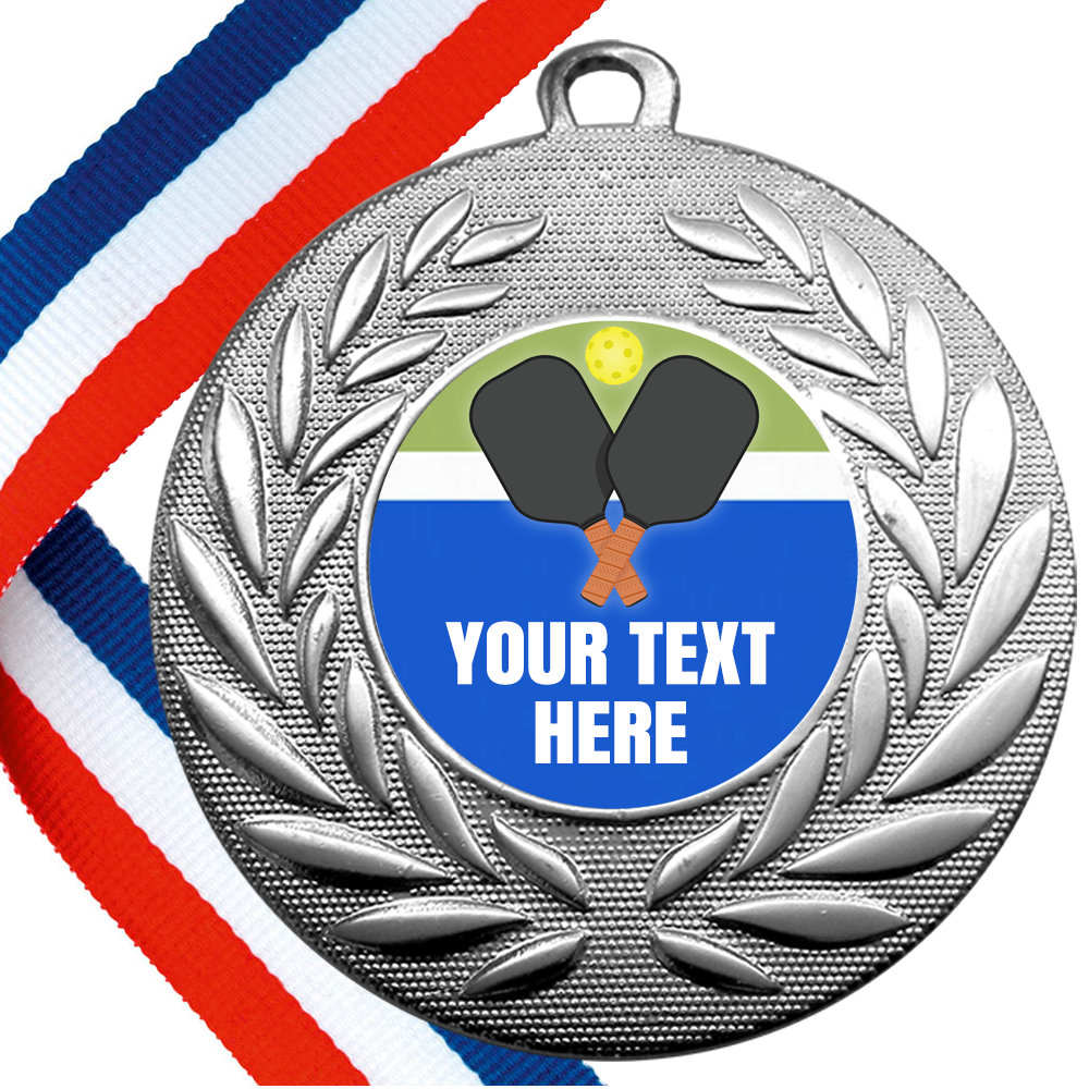 Set of Personalised Pickleball Wreath Medals On Ribbons