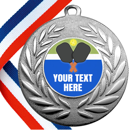 Set of Personalised Pickleball Wreath Medals On Ribbons
