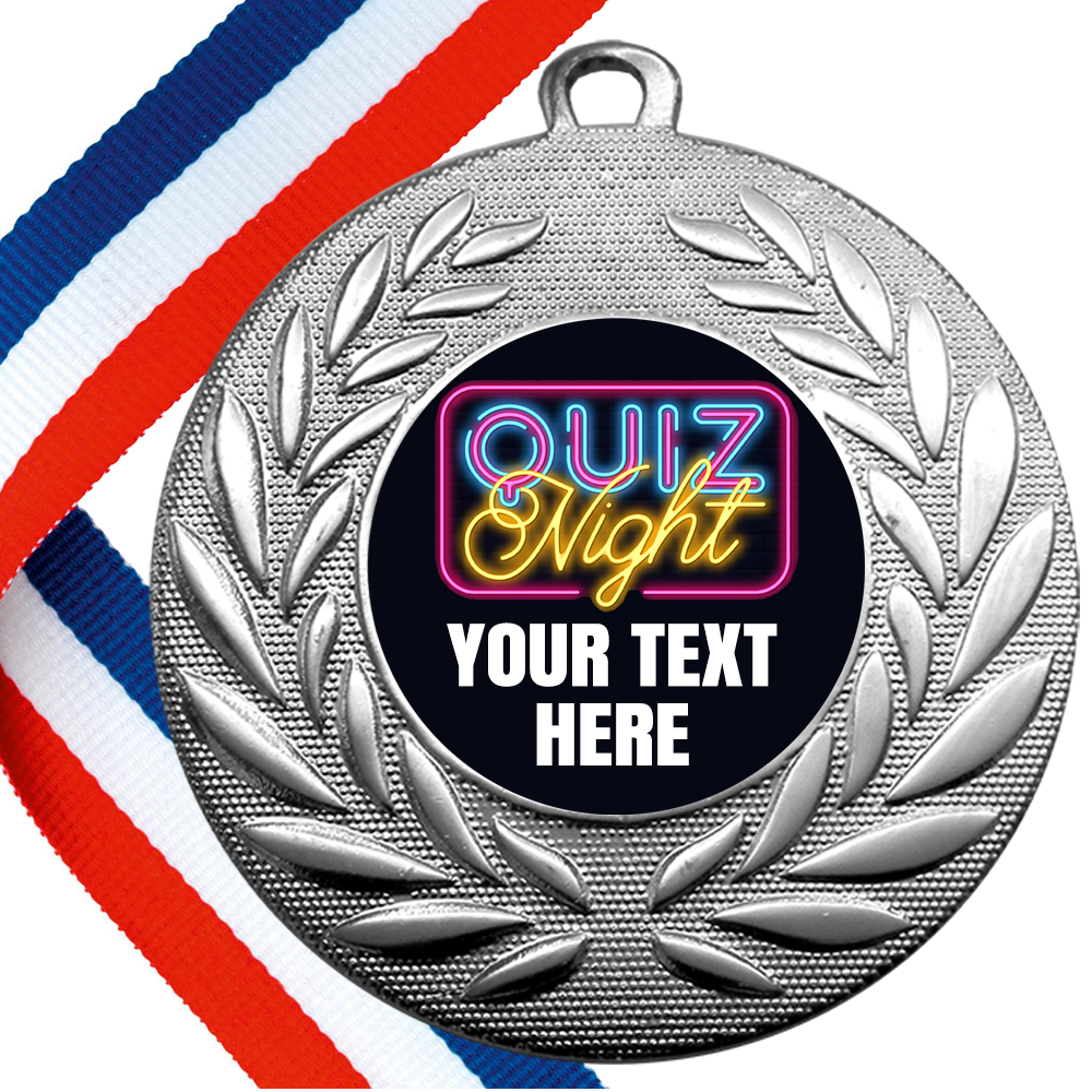 Set of Personalised Quiz Night Wreath Medals On Ribbons