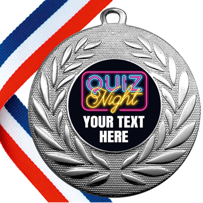 Set of Personalised Quiz Night Wreath Medals On Ribbons