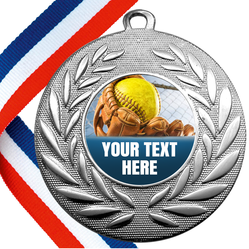 Set of Personalised Soft Ball Wreath Medals On Ribbons