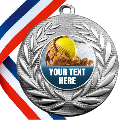 Set of Personalised Soft Ball Wreath Medals On Ribbons