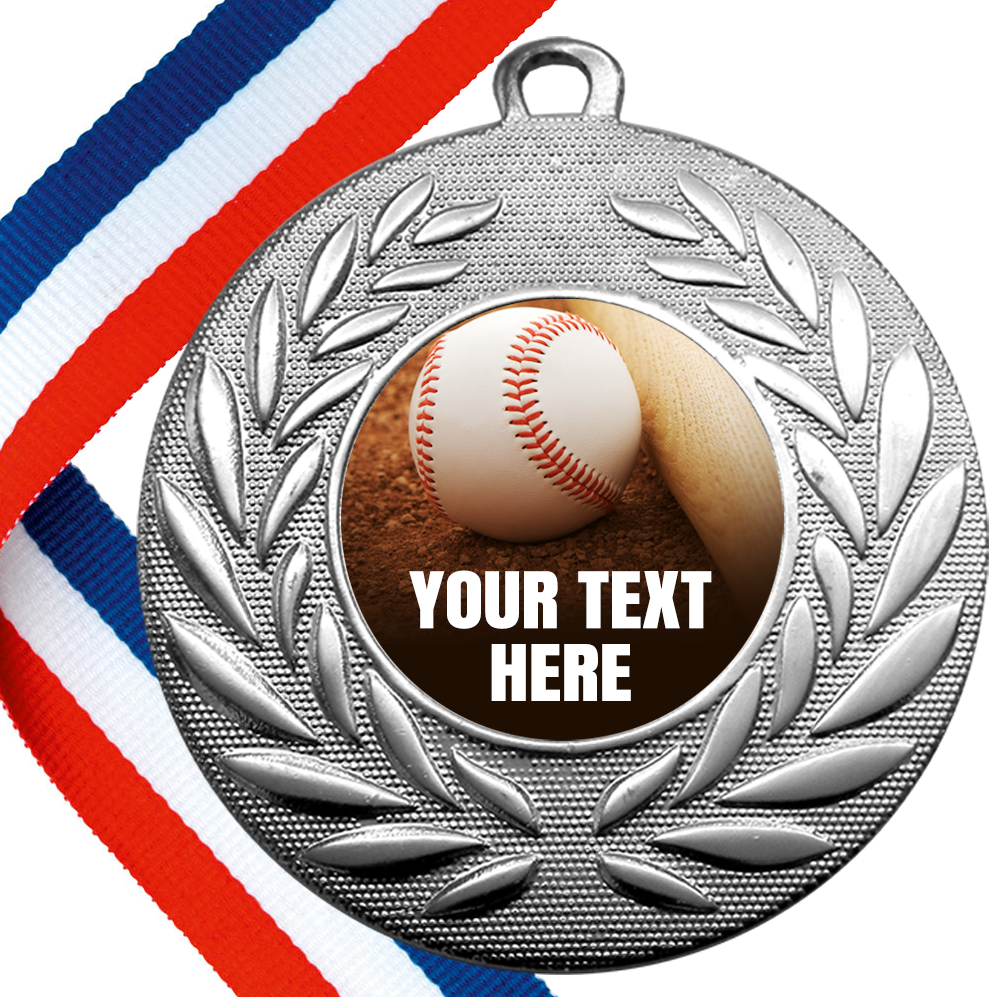 Set of Personalised T-Ball Wreath Medals On Ribbons BW Trophies
