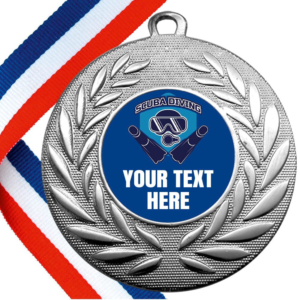 Set of Personalised Scuba Diving Wreath Medals On Ribbons