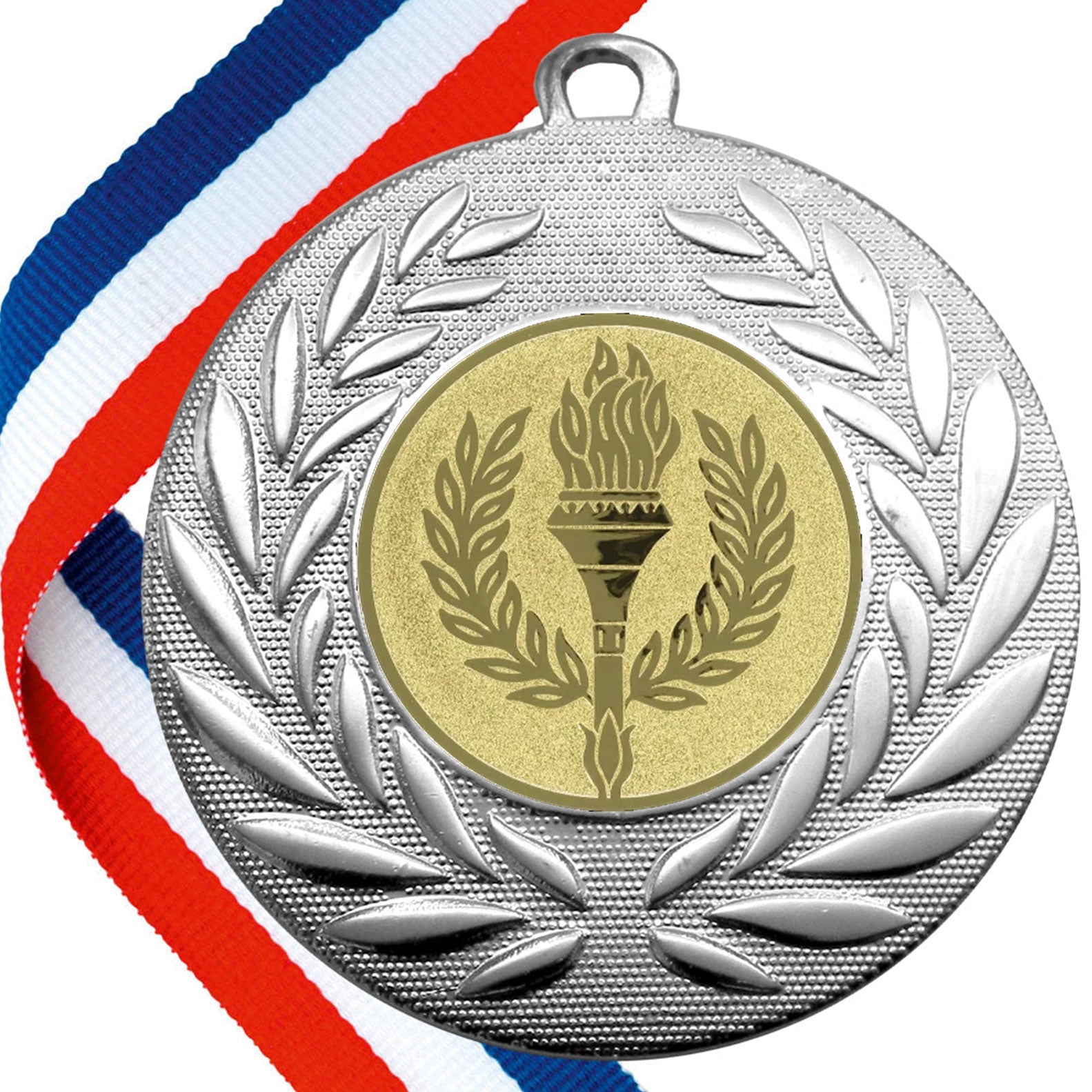 Wreath Design Medals with Victory Torch Centre BW Trophies