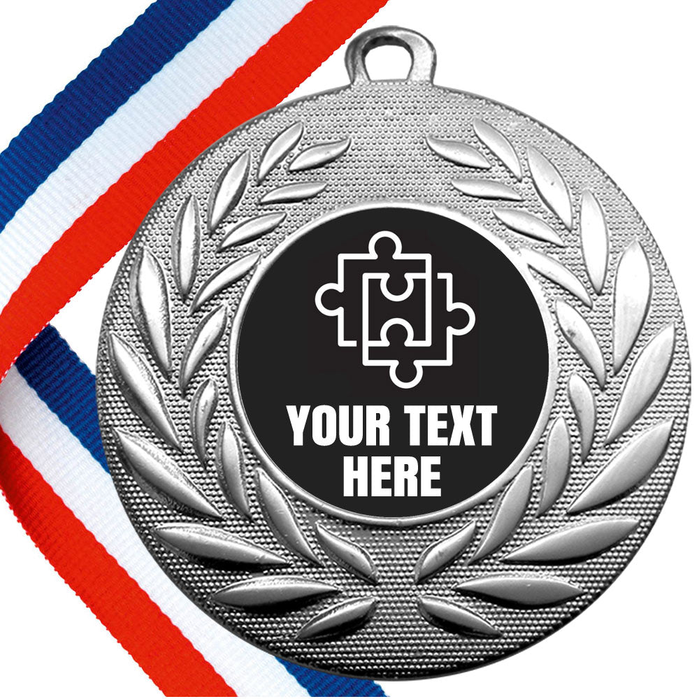 Set of Personalised Puzzle Wreath Medals On Ribbons
