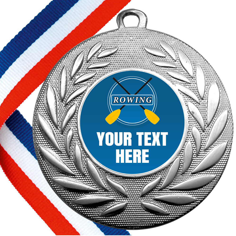 Set of Personalised Rowing Wreath Medals On Ribbons