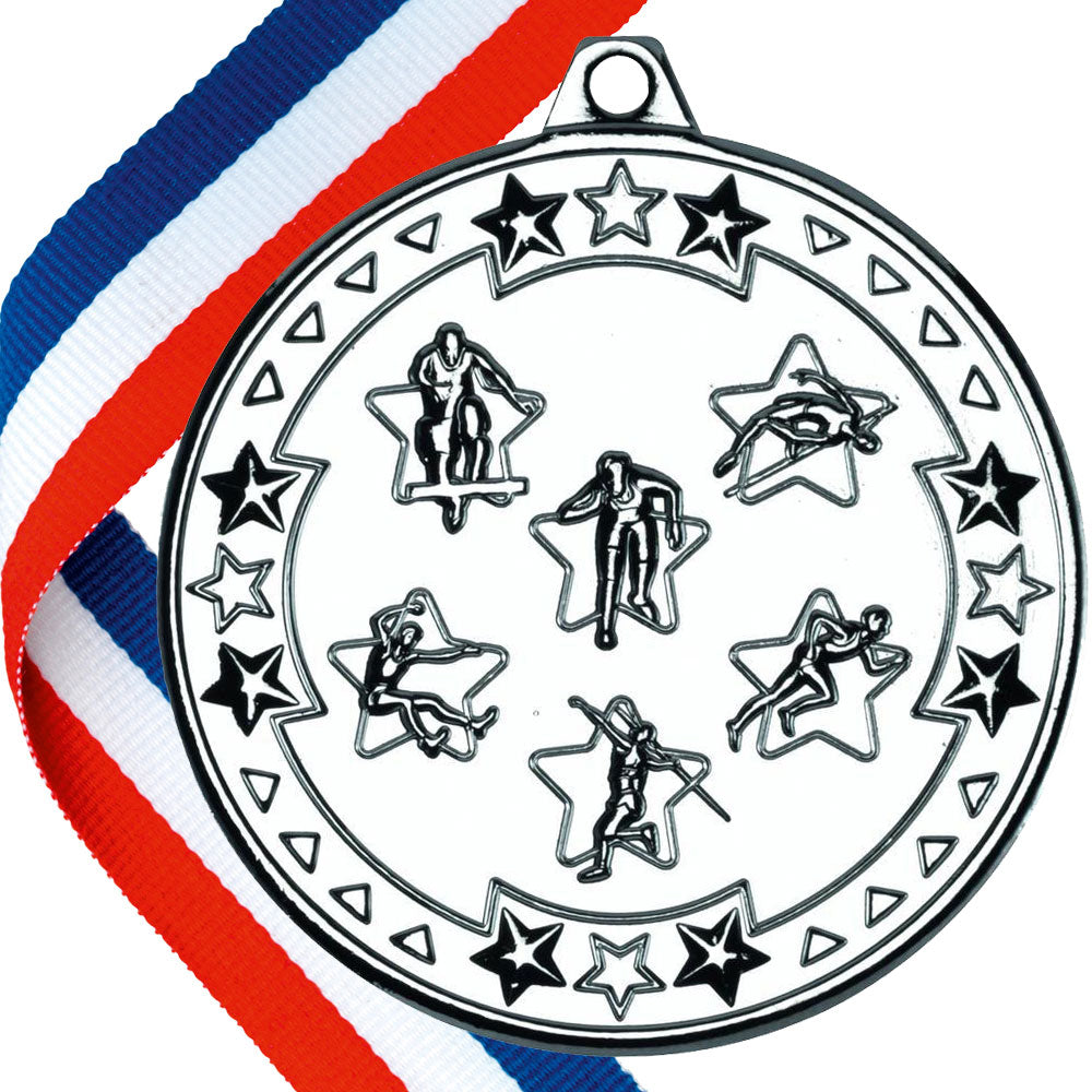 50mm Embossed Athletics Medal on a Ribbon