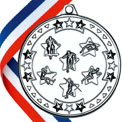 50mm Embossed Athletics Medal on a Ribbon