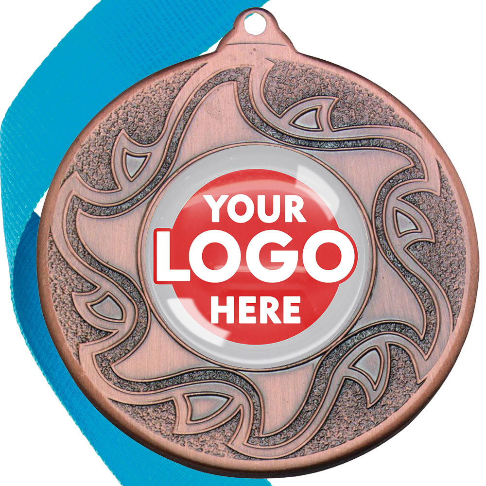 The Glossy Domed 50mm Sunshine Design Medals on Ribbons MINIMUM ORDER 100