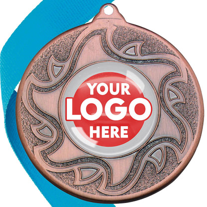 The Glossy Domed 50mm Sunshine Design Medals on Ribbons MINIMUM ORDER 100