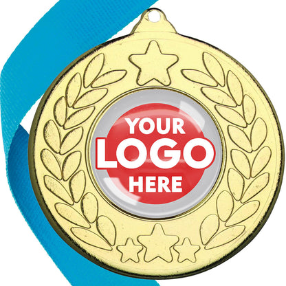 The Glossy 50mm Classic Star Medal on a Ribbon MINIMUM ORDER 100