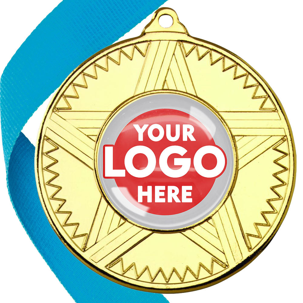 50mm Striped Star Design Medals on Ribbons