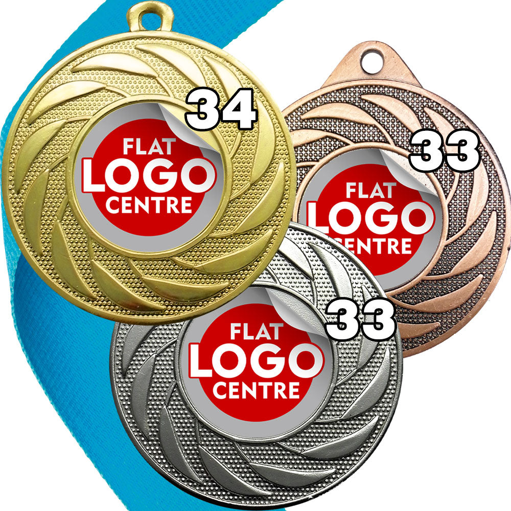 Spinner Design Medal flat centre - MINIMUM ORDER 100