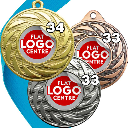 Spinner Design Medal flat centre - MINIMUM ORDER 100