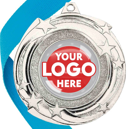 The Glossy Gel 50mm Orbital Medal on a Ribbon